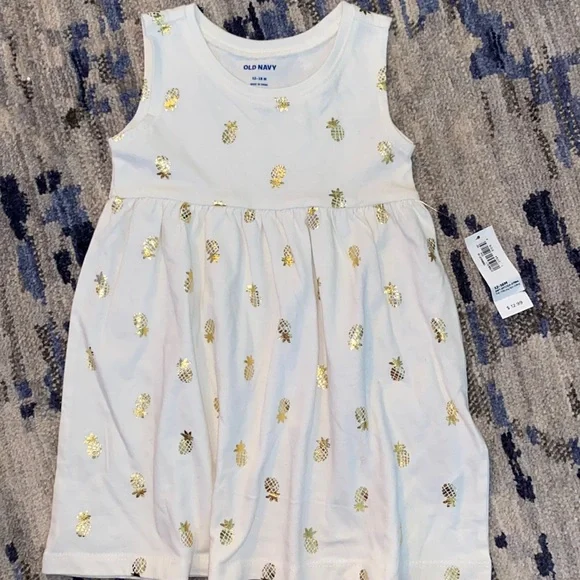 Old Navy | Dresses | Old Navy 218 Months Cream Gold Pineapple Dress |  Poshmark